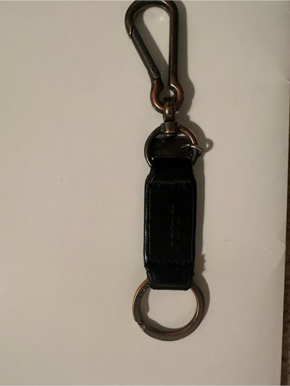 COACH Vintage Men's Black Leather Keychain with Metal Clip